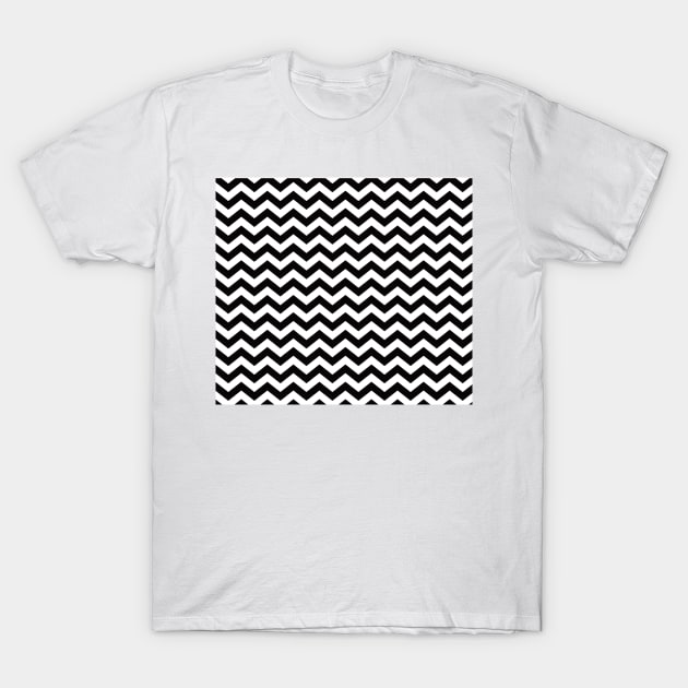 Thick Black and White Chevron Pattern T-Shirt by squeakyricardo